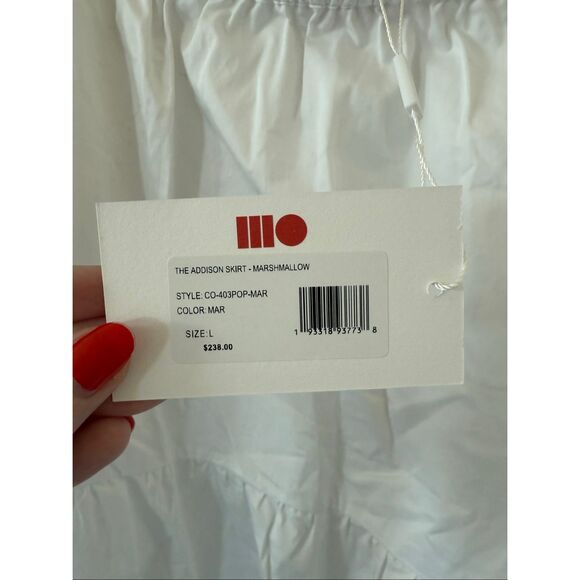 NWT Solid & Striped Addison Pleated Maxi Skirt, White, Size: L - Picture 5 of 7